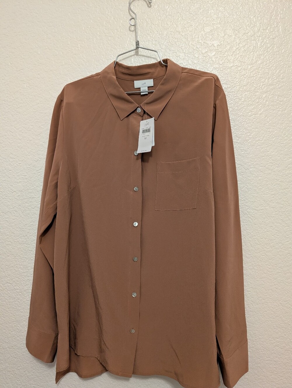 NWT J Jill 100% Silk Button Down Blouse Dusty Rose Medium